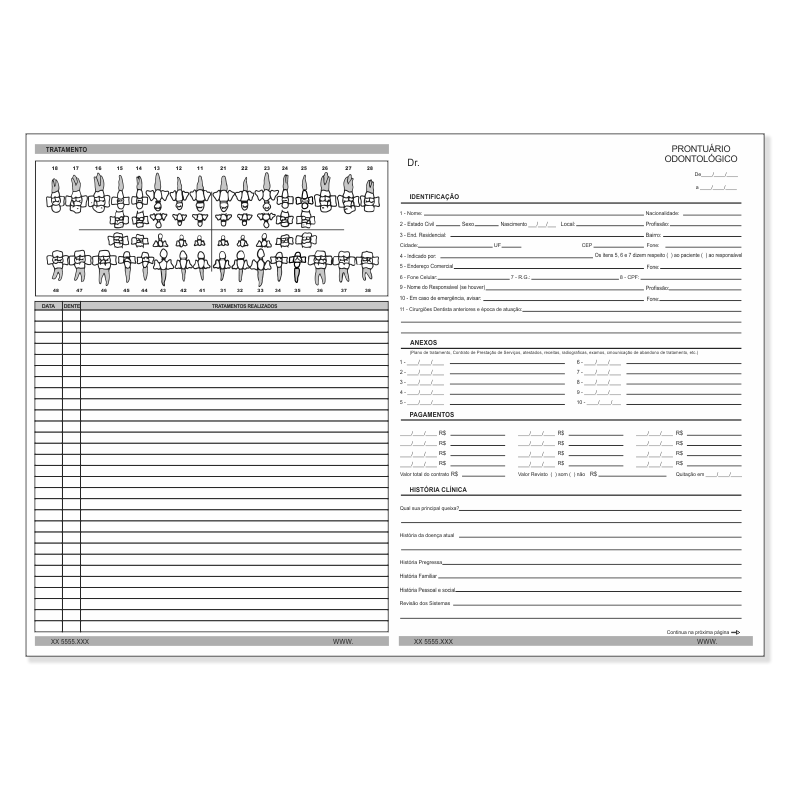 Blocos Ficha Anamnese Consultório Dentista Odontológico